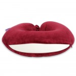 VIAGGI U Shape Round Memory Foam Soft Travel Neck Pillow for Neck Pain Relief Cervical Orthopedic Use Comfortable Neck Rest - Burgandy